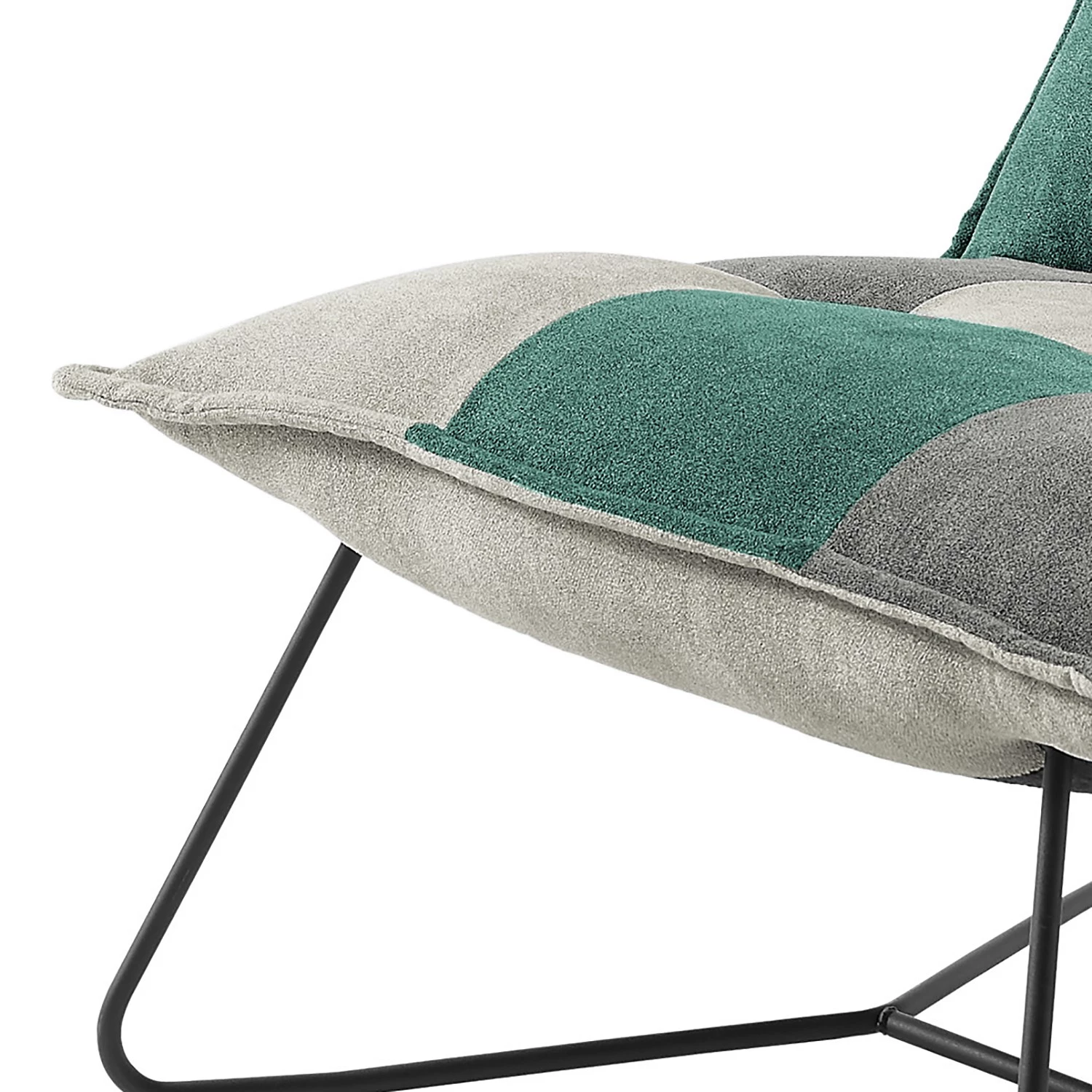 Fredriks Fauteuil Tutu - Microfibre - Microfibre Ranu Patchwork: Turquoise / Gris - Avec repose-pieds - Sans accoudoirs 9 Fredriks Fauteuil Tutu - Microfibre - Microfibre Ranu Patchwork: Turquoise / Gris - Avec repose-pieds - Sans accoudoirs – Image 7