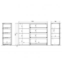 Germania Buffet Oakland I - Blanc / Imitation chêne de Navarre -Meubles de salon Soldes 1000223286 200826 06243000080 SKETCH DETAILS P000000001000223286 sketch