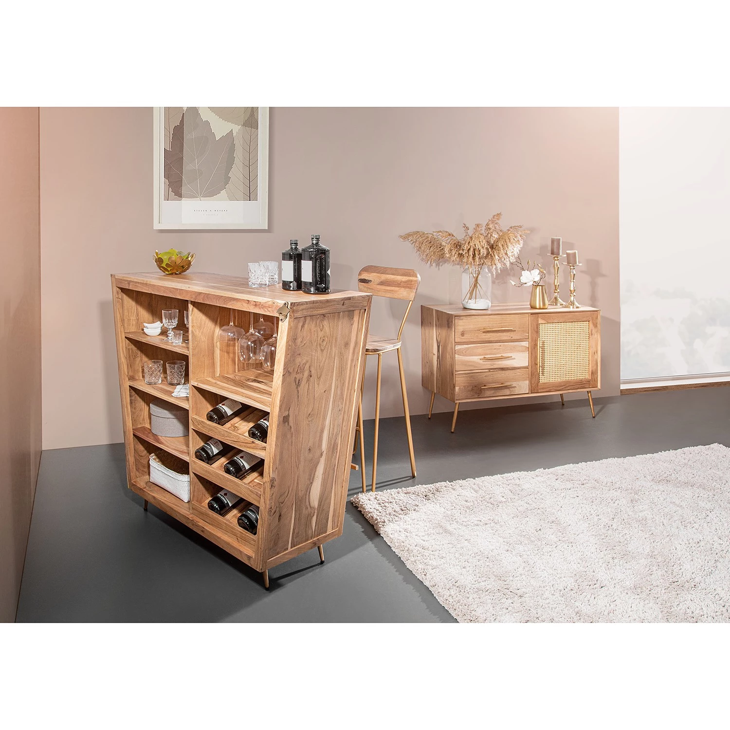 Ars manufacti Commode Bowdon - Cannage / Acacia massif / Acacia / Doré 6 Ars manufacti Commode Bowdon - Cannage / Acacia massif / Acacia / Doré – Image 4