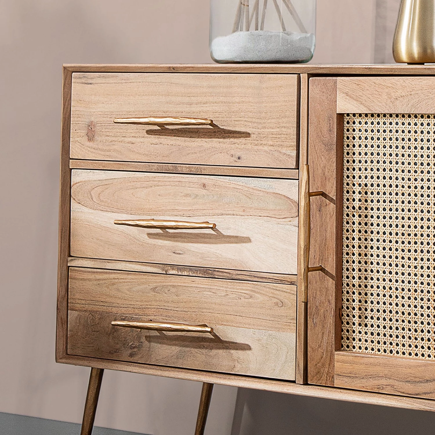 Ars manufacti Commode Bowdon - Cannage / Acacia massif / Acacia / Doré 9 Ars manufacti Commode Bowdon - Cannage / Acacia massif / Acacia / Doré – Image 7