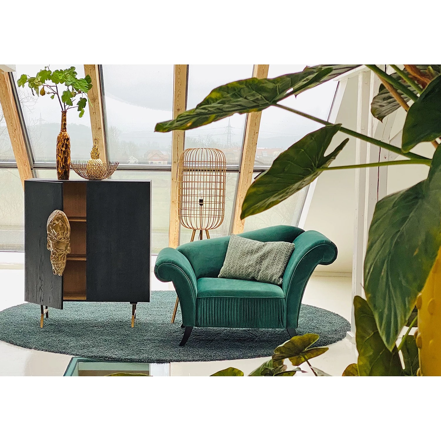 Red Living Buffet Worland I - Placage en bois véritable / Métal -Chêne noir / Doré 4 Red Living Buffet Worland I - Placage en bois véritable / Métal -Chêne noir / Doré – Image 2