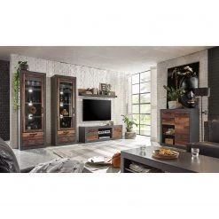 Red Living Vitrine Buzan I - Imitation bois recyclé / Anthracite -Meubles de salon Soldes 1000223909 200828 15395900029 MOOD DETAILS P000000001000223909 mood