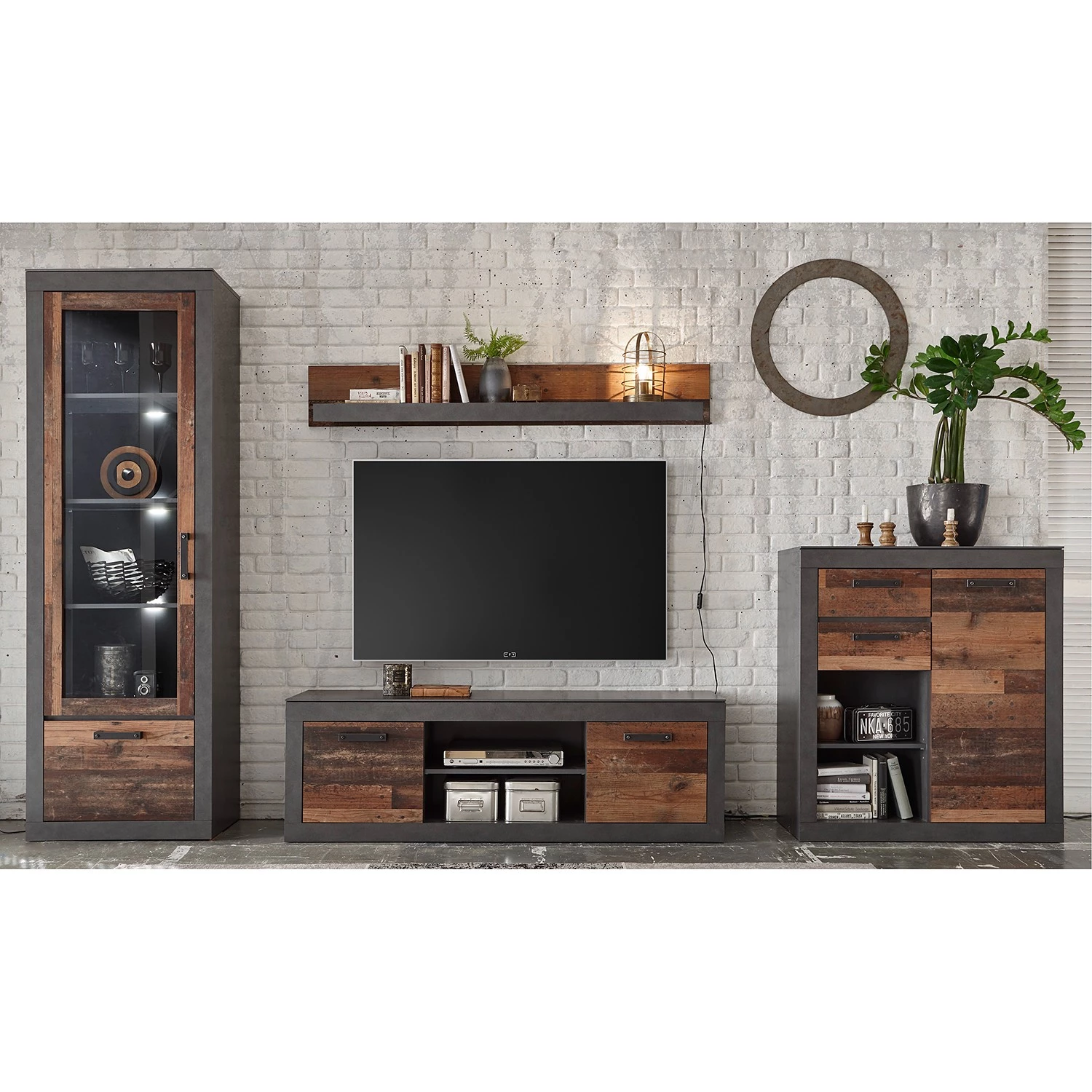 Red Living Ensemble meubles TV Buzan I (4 élém.) - Imitation bois recyclé / Anthracite 3 Red Living Ensemble meubles TV Buzan I (4 élém.) - Imitation bois recyclé / Anthracite