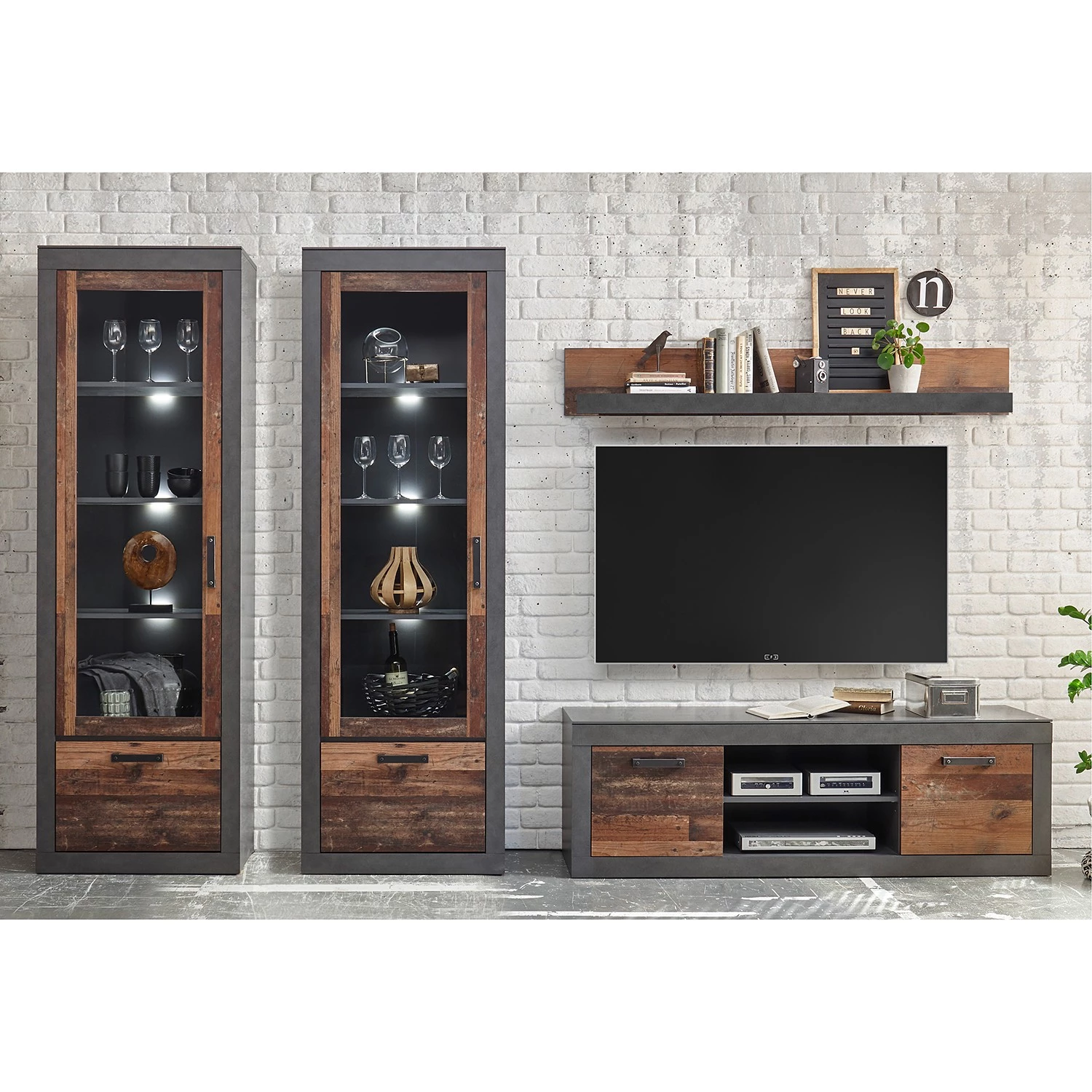 Red Living Ensemble meubles TV Buzan IV (4 élém.) - Imitation bois recyclé / Anthracite 3 Red Living Ensemble meubles TV Buzan IV (4 élém.) - Imitation bois recyclé / Anthracite