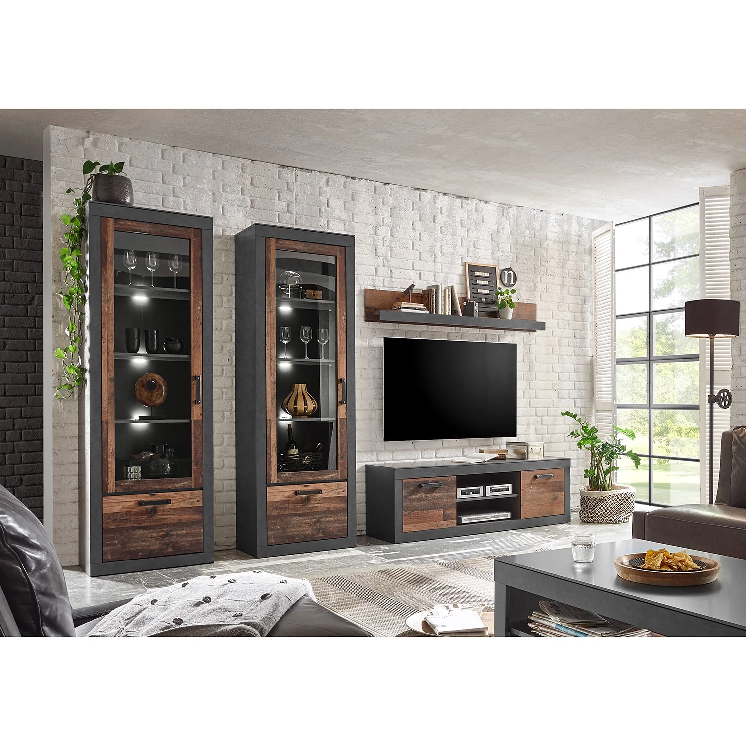 Red Living Ensemble meubles TV Buzan IV (4 élém.) - Imitation bois recyclé / Anthracite 5 Red Living Ensemble meubles TV Buzan IV (4 élém.) - Imitation bois recyclé / Anthracite – Image 3