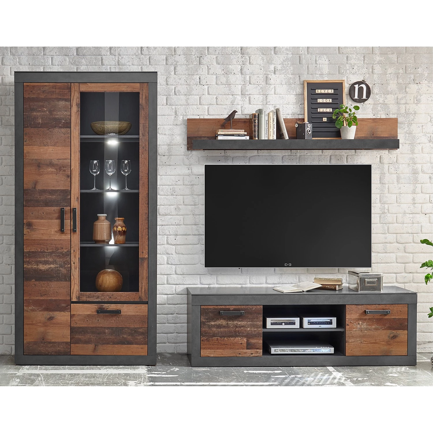 Red Living Ensemble meubles TV Buzan III (3 élém.) - Imitation bois recyclé / Anthracite 3 Red Living Ensemble meubles TV Buzan III (3 élém.) - Imitation bois recyclé / Anthracite