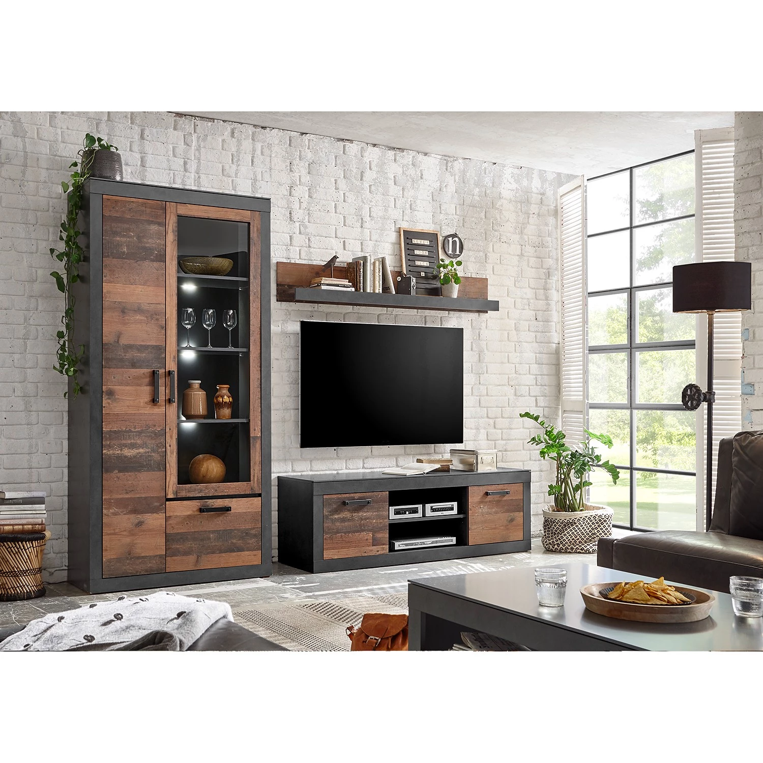 Red Living Ensemble meubles TV Buzan III (3 élém.) - Imitation bois recyclé / Anthracite 5 Red Living Ensemble meubles TV Buzan III (3 élém.) - Imitation bois recyclé / Anthracite – Image 3