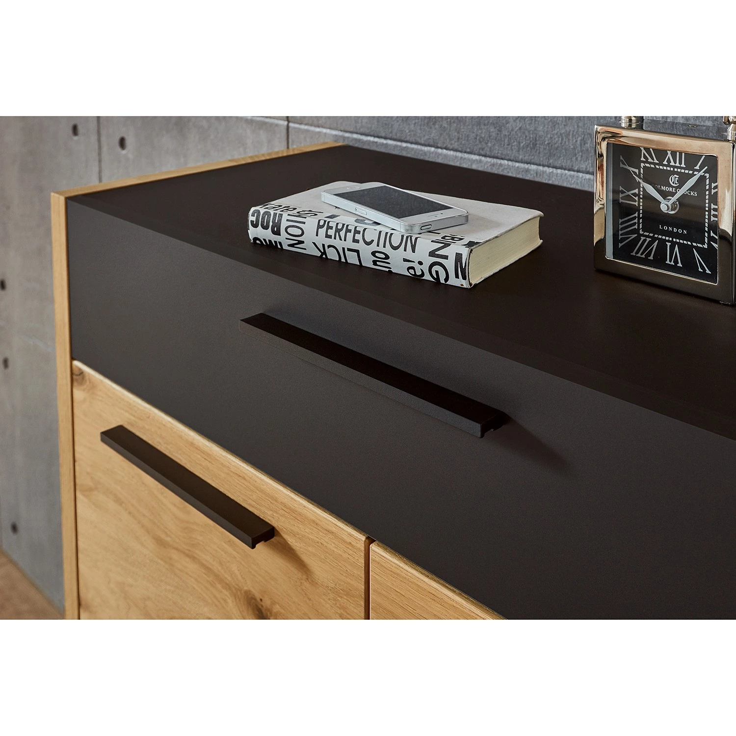 Voss Meuble d’entrée Levio II - Placage en bois véritable - Chêne - Noir 6 Voss Meuble d’entrée Levio II - Placage en bois véritable - Chêne - Noir – Image 4