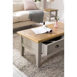 Maison Belfort Table basse Lavalle - Partiellement en pin massif - Pin / Gris clair -Meubles de salon Soldes 1000224194 210723 09290000012 MOOD DETAILS P000000001000224194 mood