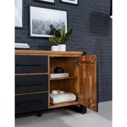Ars manufacti Buffet Urban Industry IV - Partiellement en acacia massif / Métal - Acacia / Noir -Meubles de salon Soldes 1000224216 220114 134352000035 DETAILS P000000001000224216