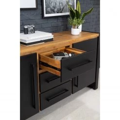 Ars manufacti Buffet Urban Industry IV - Partiellement en acacia massif / Métal - Acacia / Noir -Meubles de salon Soldes 1000224216 220114 134352000039 DETAILS P000000001000224216