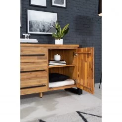Ars manufacti Buffet Urban Industry II - Partiellement en acacia massif / Métal - Acacia / Noir -Meubles de salon Soldes 1000224223 220114 13435300040 DETAILS P000000001000224223