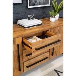 Ars manufacti Buffet Urban Industry II - Partiellement en acacia massif / Métal - Acacia / Noir -Meubles de salon Soldes 1000224223 220114 13435300042 DETAILS P000000001000224223