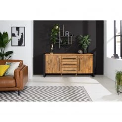Ars manufacti Buffet Urban Industry II - Partiellement en acacia massif / Métal - Acacia / Noir -Meubles de salon Soldes 1000224223 220118 13284800034 MOOD DETAILS P000000001000224223 mood