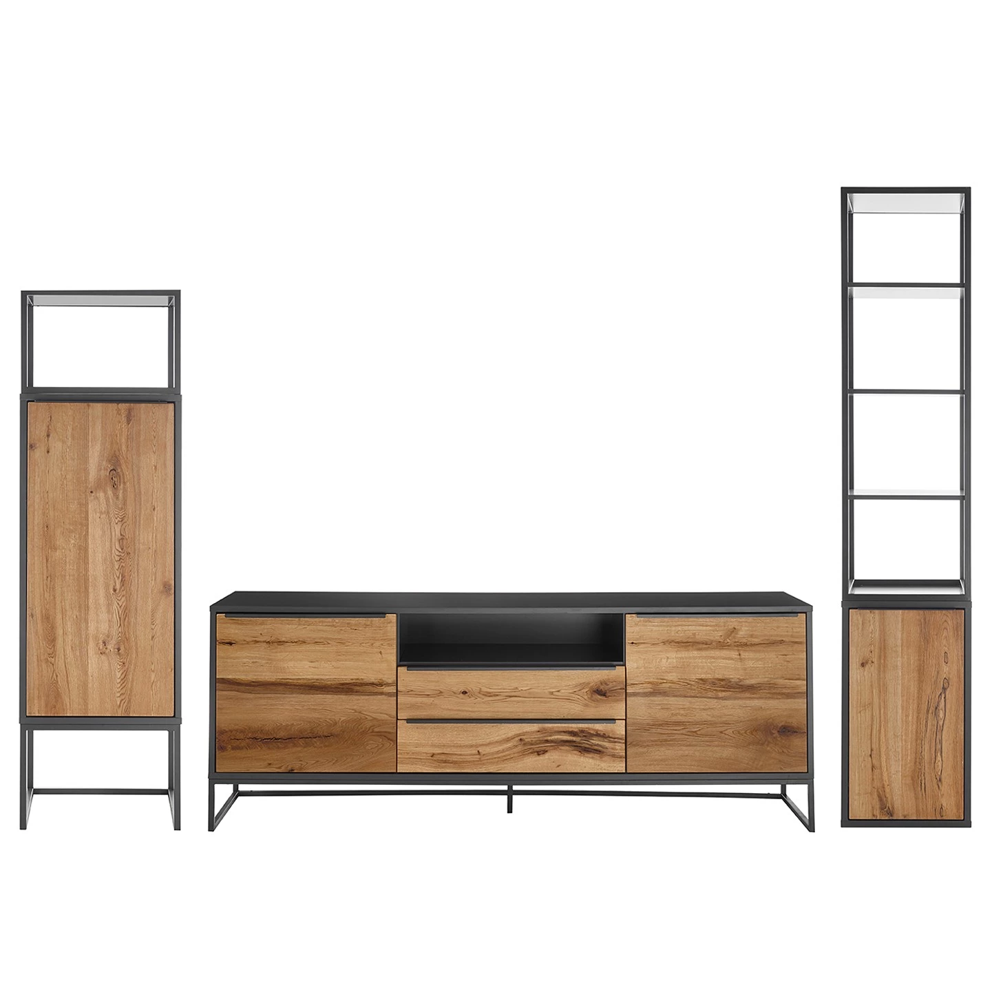 Red Living Ensemble meubles TV Barview III (3 élé.) - Placage bois - Chêne / Anthracite 13 Red Living Ensemble meubles TV Barview III (3 élé.) - Placage bois - Chêne / Anthracite – Image 11