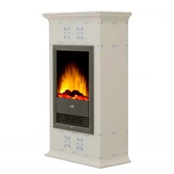 Ridgevalley Cheminée électrique Binz - Blanc / Bleu clair