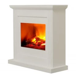 Loftscape Cheminée électrique Ontario - Blanc brillant - Insert de cheminée noir