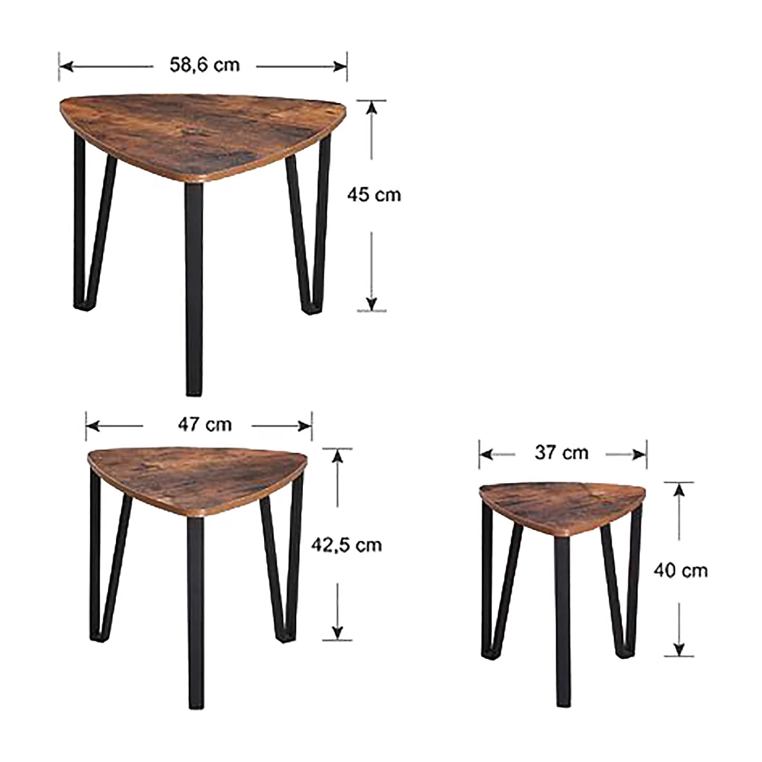 Red Living Bouts de canapé Raphine (lot de 3) - Marron / Noir 5 Red Living Bouts de canapé Raphine (lot de 3) - Marron / Noir – Image 3