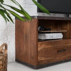 Ars manufacti Meuble TV Mackz I - Acacia massif - Acacia / Noir vieilli -Meubles de salon Soldes 1000226069 220126 15550100060 DETAILS P000000001000226069