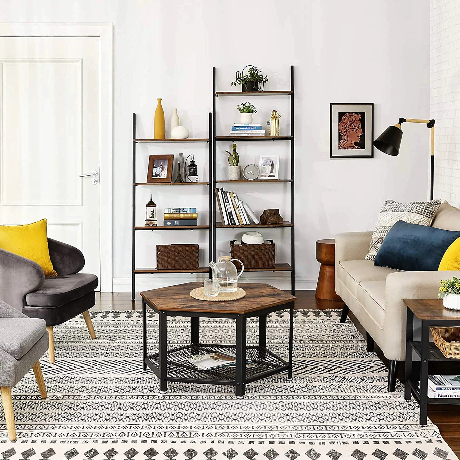 Red Living Étagère échelle Crosshill II - Marron / Noir 5 Red Living Étagère échelle Crosshill II - Marron / Noir – Image 3