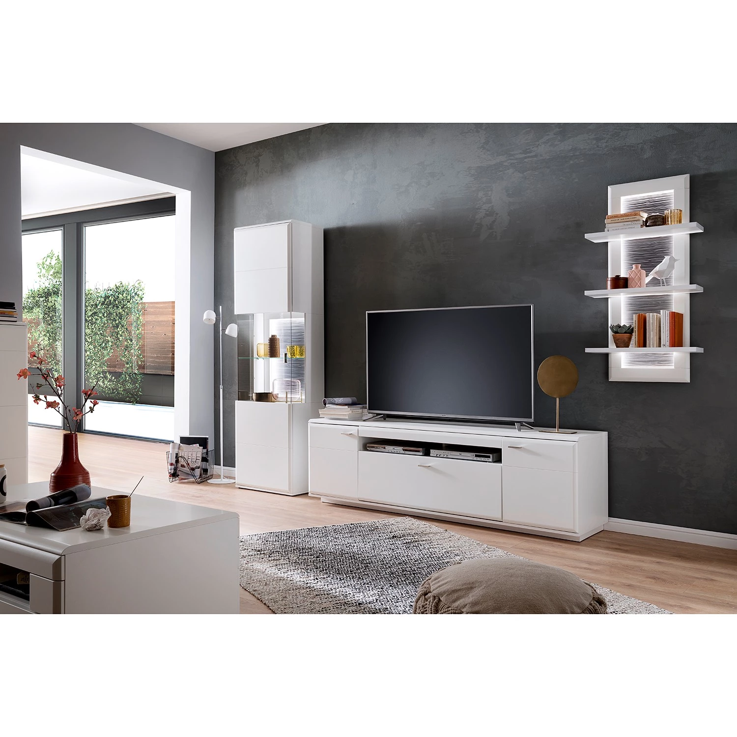 Loftscape Meubles TV muraux Cassville II ( 4 él.) - Blanc mat / Anthracite 4 Loftscape Meubles TV muraux Cassville II ( 4 él.) - Blanc mat / Anthracite – Image 2