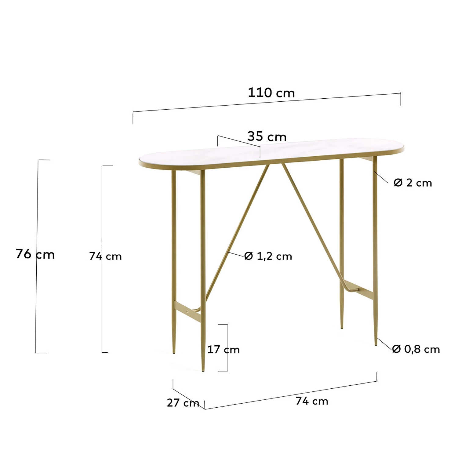 Red Living Console Saint Allen - Verre / Métal - Imitation marbre blanc / Doré 9 Red Living Console Saint Allen - Verre / Métal - Imitation marbre blanc / Doré – Image 7