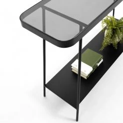 Red Living Console Kingswell - Verre / Métal - Gris / Noir -Meubles de salon Soldes 1000226423 200928 15151900064 DETAILS P000000001000226423