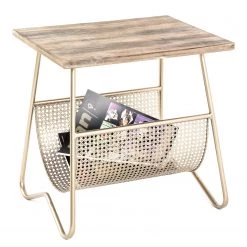 Red Living Bout de canapé Massillon - Placage en bois véritable / Métal - Doré -Meubles de salon Soldes 1000227231 201006 13134200030 DETAILS P000000001000227231