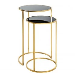 Red Living Tables gigognes Driff I (2 éléments) - Verre / Métal - Noir / Doré