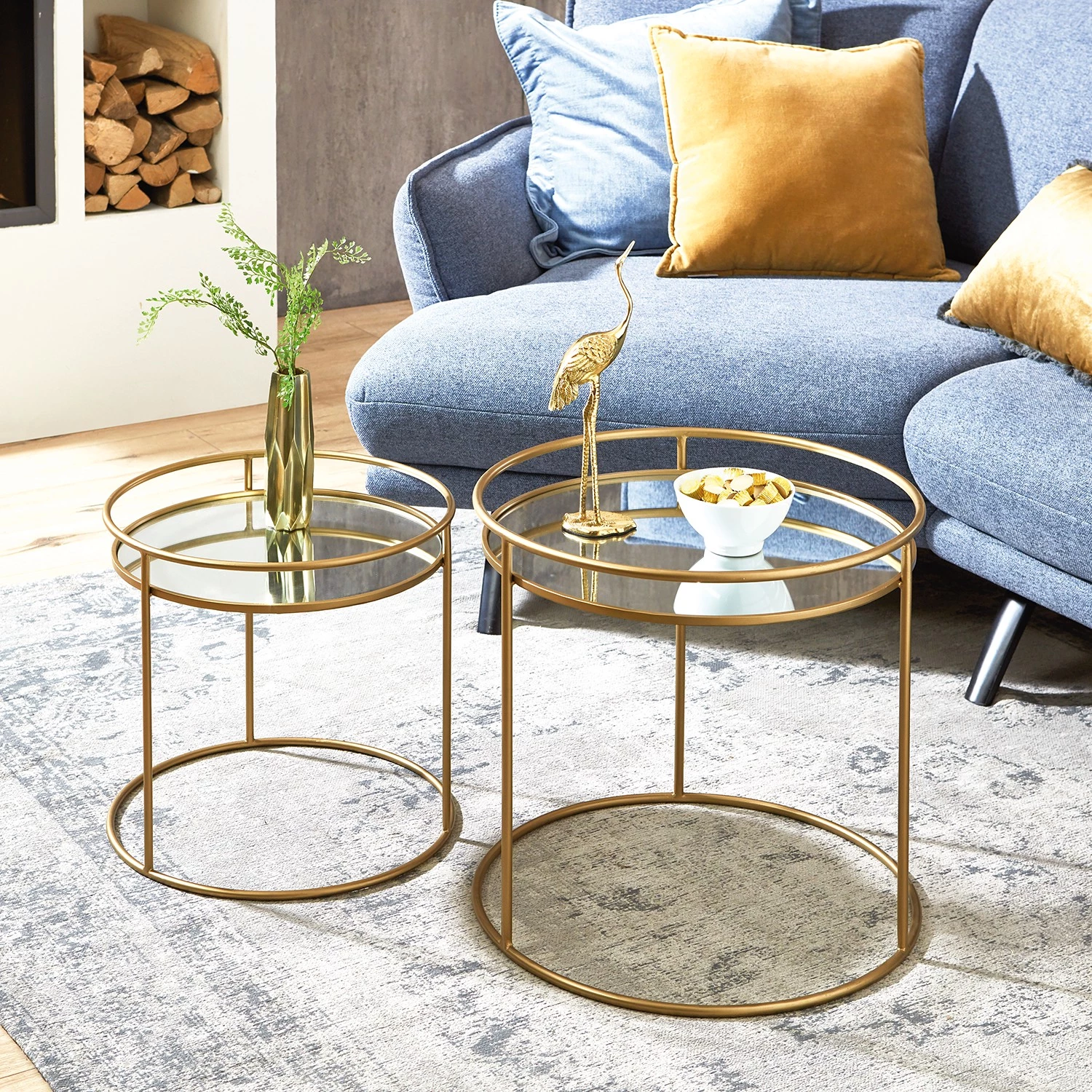 Red Living Bouts de canapé Yoah (2 éléments) - Verre / Métal - Doré 4 Red Living Bouts de canapé Yoah (2 éléments) - Verre / Métal - Doré – Image 2