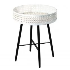 Loftscape Bout de canapé Whiteville I - Métal - Blanc crème / Noir