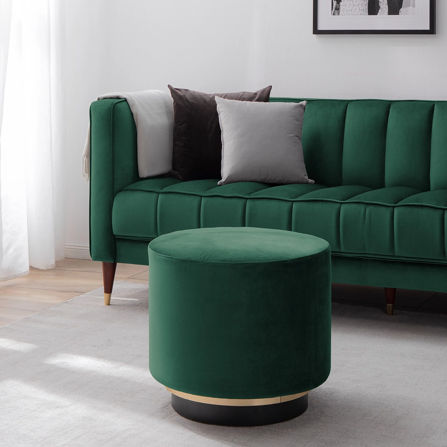 Loftscape Repose-pieds Redmond II - Velours Ravi: Vert vieilli 4 Loftscape Repose-pieds Redmond II - Velours Ravi: Vert vieilli – Image 2