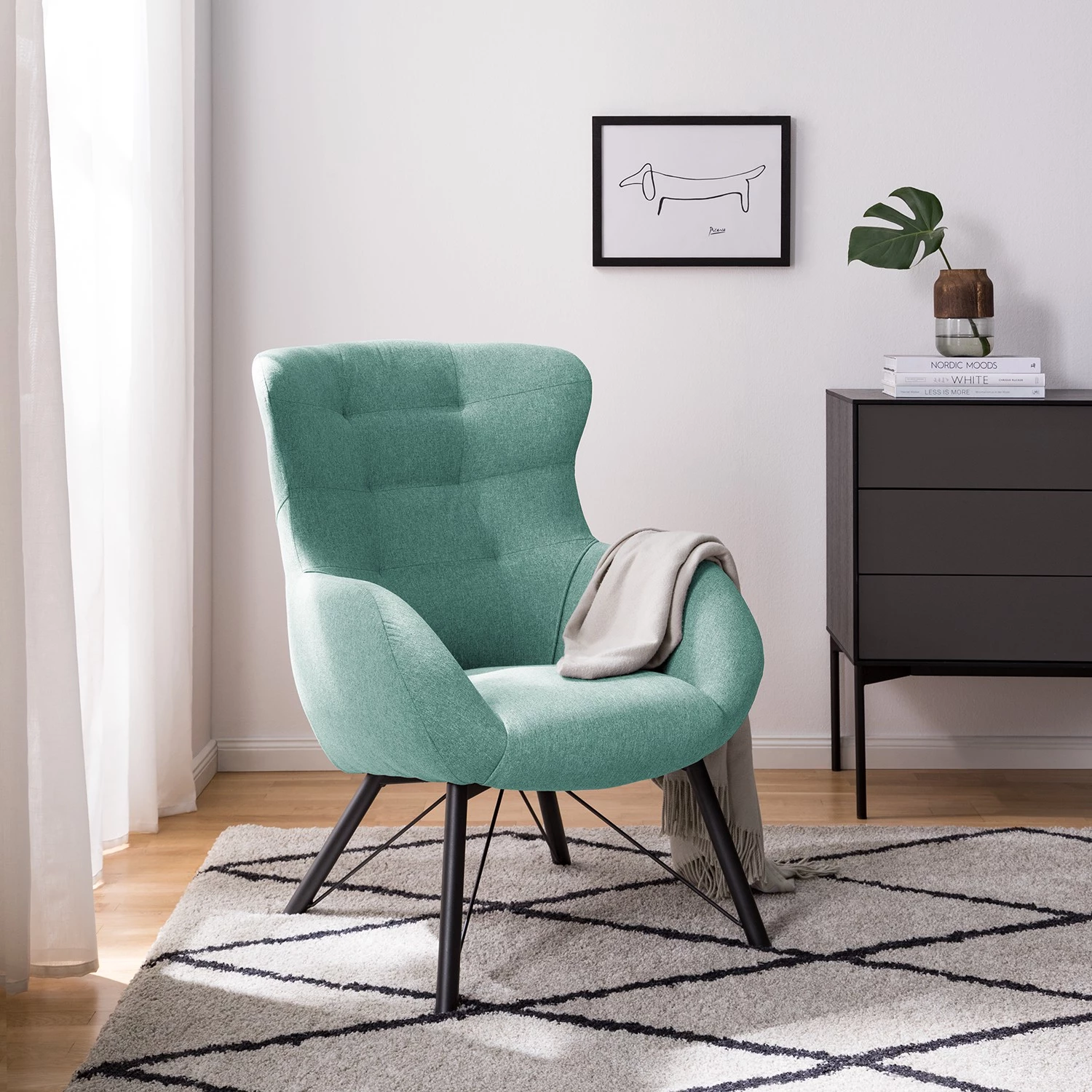 Loftscape Fauteuil Newfield - Tissu - Tissu Voer: Bleu clair 4 Loftscape Fauteuil Newfield - Tissu - Tissu Voer: Bleu clair – Image 2
