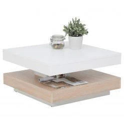 Loftscape Table basse Dyan - Blanc / Imitation chêne de Sonoma
