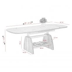 Loftscape Table basse Linco - Extensible - Blanc -Meubles de salon Soldes 1000227873 201016 14052000073 SKETCH DETAILS P000000001000227873 sketch