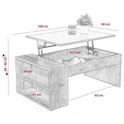 Red Living Table basse Spelle - Imitation vieux bois / Noir -Meubles de salon Soldes 1000227878 201016 14061400096 SKETCH DETAILS P000000001000227878 sketch