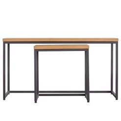 Studio Copenhagen Tables basses Flox (lot de 2) - Placage en bois véritable / Métal -Chêne / Noir -Meubles de salon Soldes 1000229514 210602 11302300009 DETAILS P000000001000229514