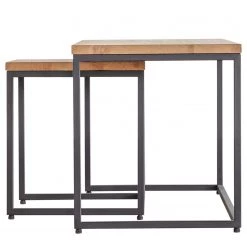 Studio Copenhagen Tables basses Flox (lot de 2) - Placage en bois véritable / Métal -Chêne / Noir -Meubles de salon Soldes 1000229514 210602 11302300010 DETAILS P000000001000229514