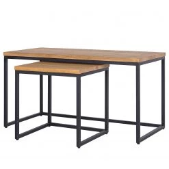 Studio Copenhagen Tables basses Flox (lot de 2) - Placage en bois véritable / Métal -Chêne / Noir