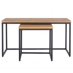 Studio Copenhagen Tables basses Flox (lot de 2) - Placage en bois véritable / Métal -Chêne / Noir -Meubles de salon Soldes 1000229514 211029 130235000038 DETAILS P000000001000229514