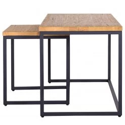 Studio Copenhagen Tables basses Flox (lot de 2) - Placage en bois véritable / Métal -Chêne / Noir -Meubles de salon Soldes 1000229514 211029 130235000049 DETAILS P000000001000229514