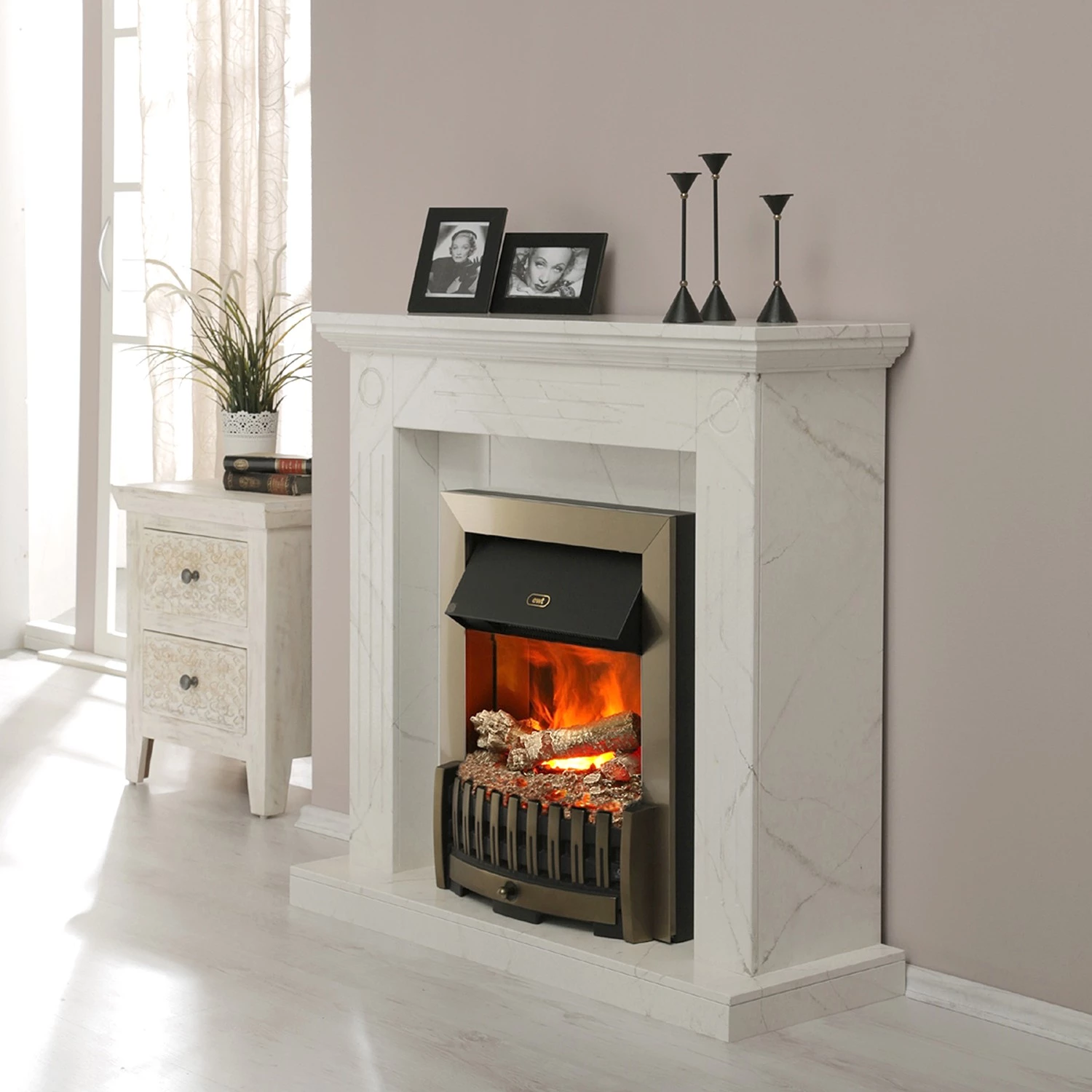 Loftscape Cheminée électrique Boyne - Imitation marbre blanc 4 Loftscape Cheminée électrique Boyne - Imitation marbre blanc – Image 2
