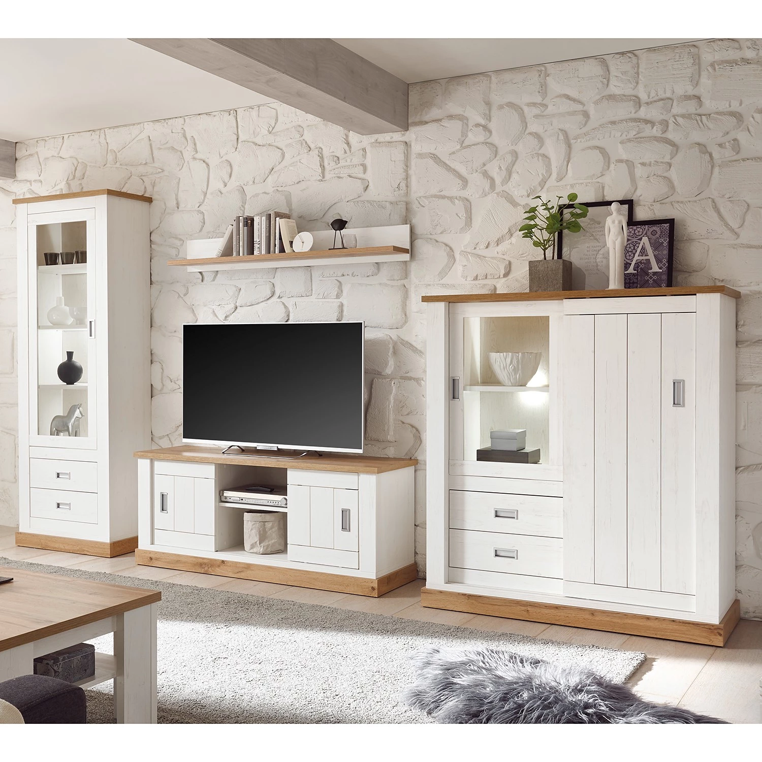 Ridgevalley Tablette murale Ollezy - Imitation pin blanc / Imitation chêne artisan - Largeur : 138 cm 6 Ridgevalley Tablette murale Ollezy - Imitation pin blanc / Imitation chêne artisan - Largeur : 138 cm – Image 4