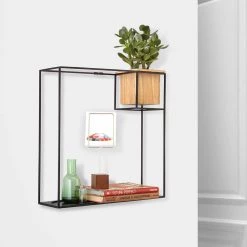 Umbra Étagère murale Cubist I - Métal / Hêtre massif - Noir / Hêtre -Meubles de salon Soldes 1000235476 201214 15131400279 MOOD DETAILS P000000001000235476 mood