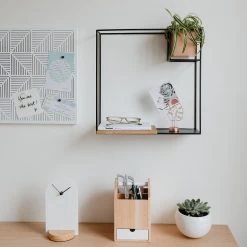 Umbra Étagère murale Cubist I - Métal / Hêtre massif - Noir / Hêtre -Meubles de salon Soldes 1000235476 201214 15131400280 MOOD DETAILS P000000001000235476 mood