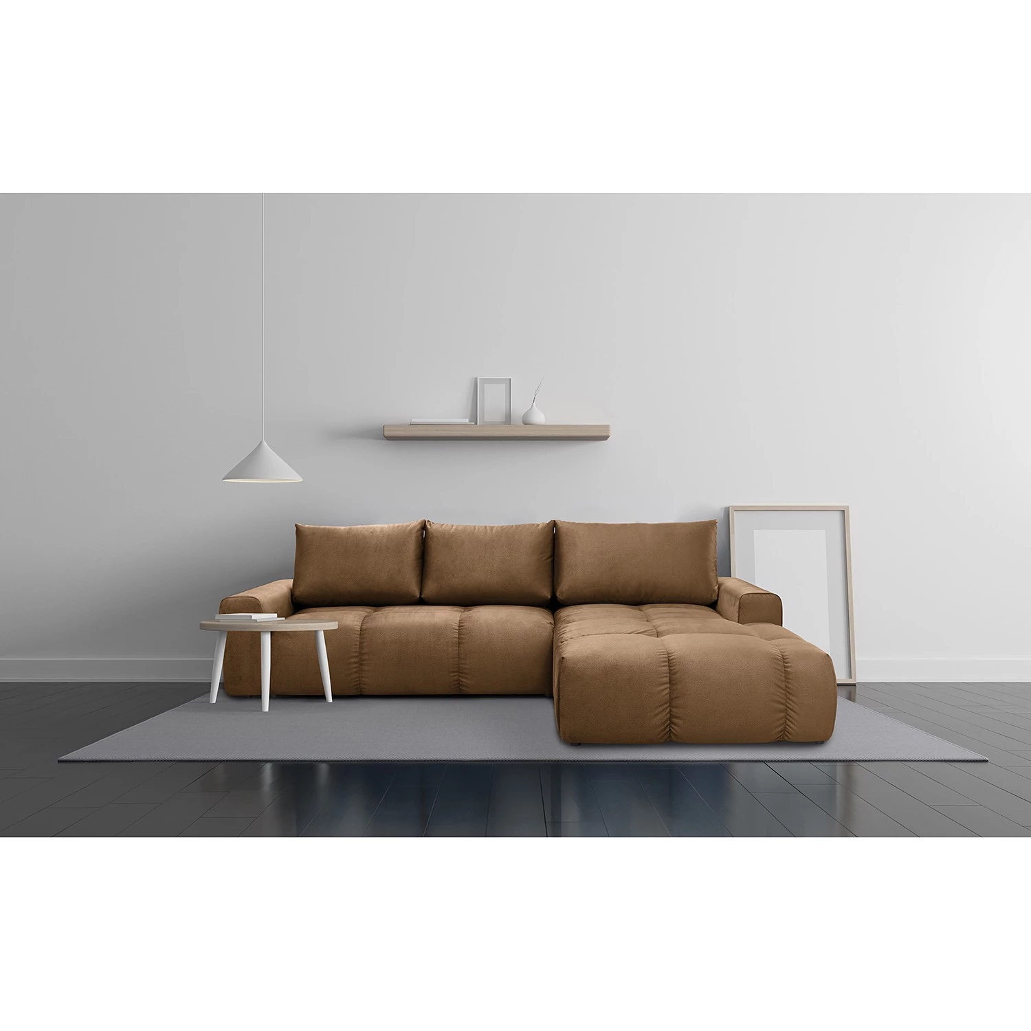 Jack & Alice Canapé d’angle Saint Veep - Velours - Velours Onoli: Beige - Méridienne courte à droite (vue de face) 4 Jack & Alice Canapé d’angle Saint Veep - Velours - Velours Onoli: Beige - Méridienne courte à droite (vue de face) – Image 2