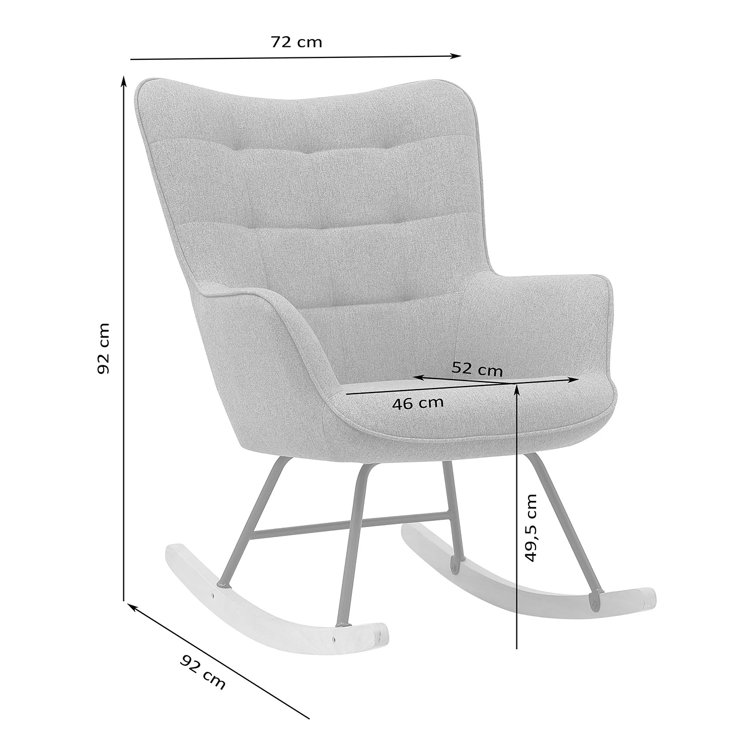 Mørteens Rocking chair Vessey I - Tissu - Gris 8 Mørteens Rocking chair Vessey I - Tissu - Gris – Image 6