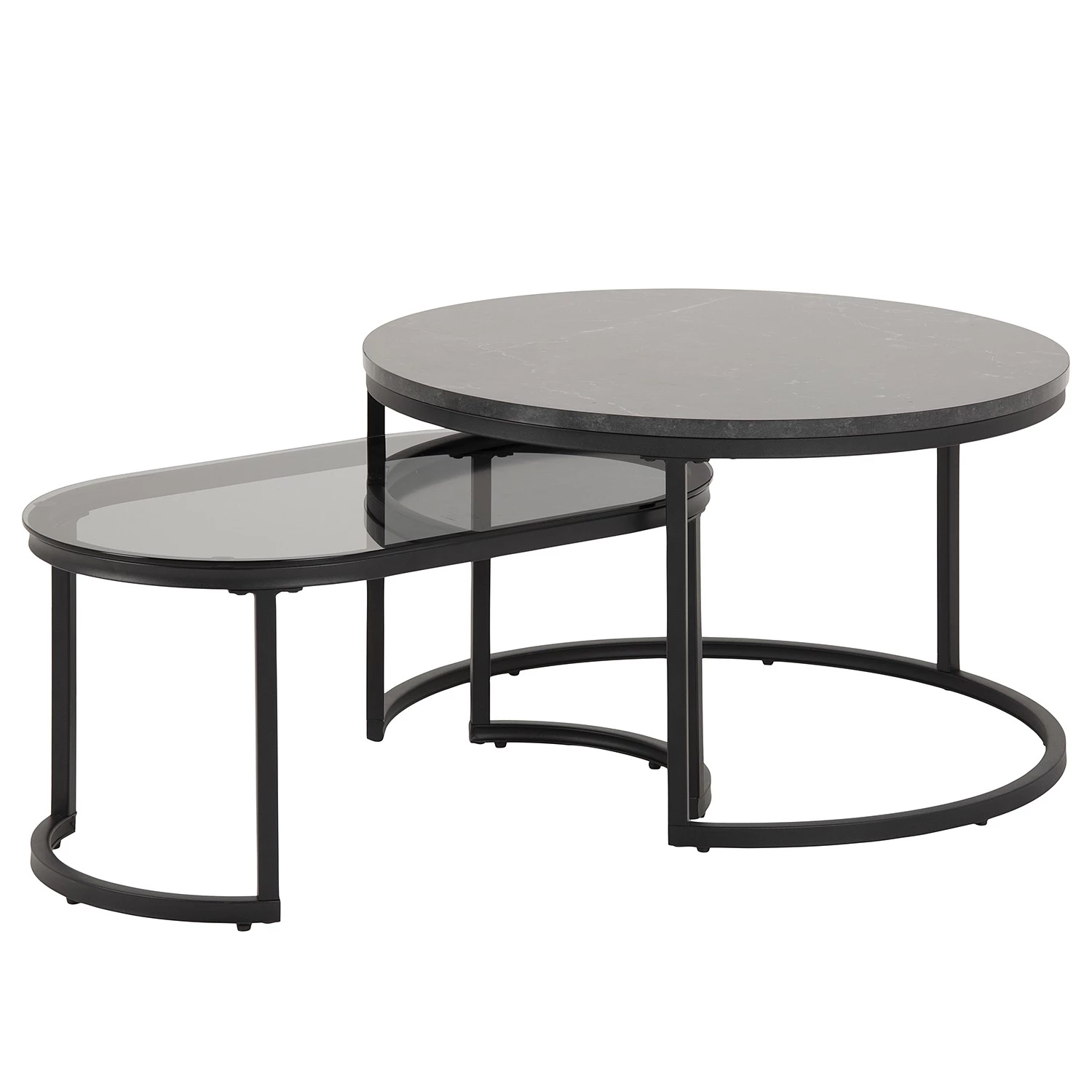 Red Living Tables basse Senez I (lot de 2) - Verre / métal - Imitation marbre noir / Noir 3 Red Living Tables basse Senez I (lot de 2) - Verre / métal - Imitation marbre noir / Noir