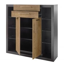 Red Living Buffet haut Talence - Imitation châtaigner / Gris -Meubles de salon Soldes 1000236847 201218 06035400030 DETAILS P000000001000236847