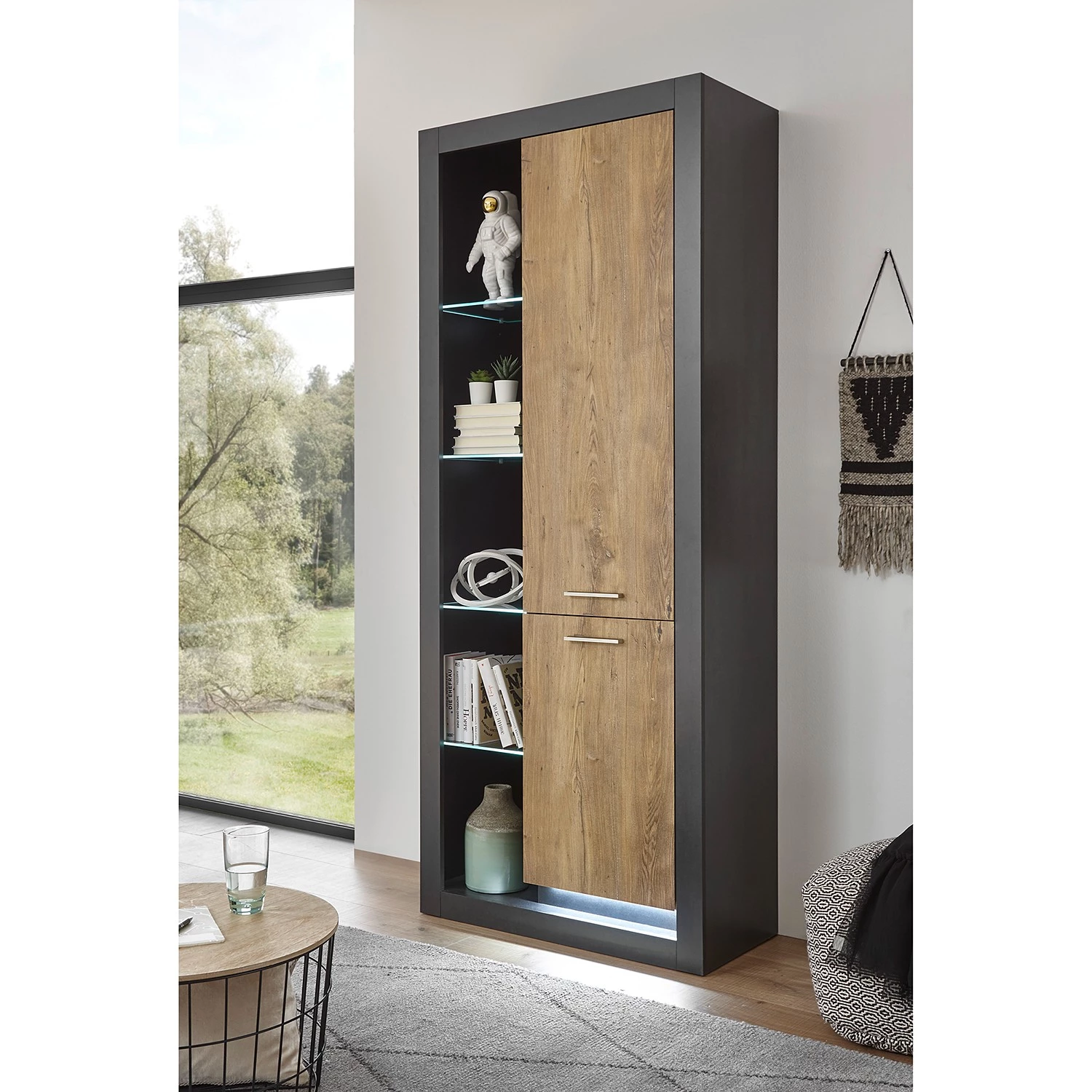 Red Living Armoire Talence - Imitation châtaigner / Gris - Butoir à droite 7 Red Living Armoire Talence - Imitation châtaigner / Gris - Butoir à droite – Image 5